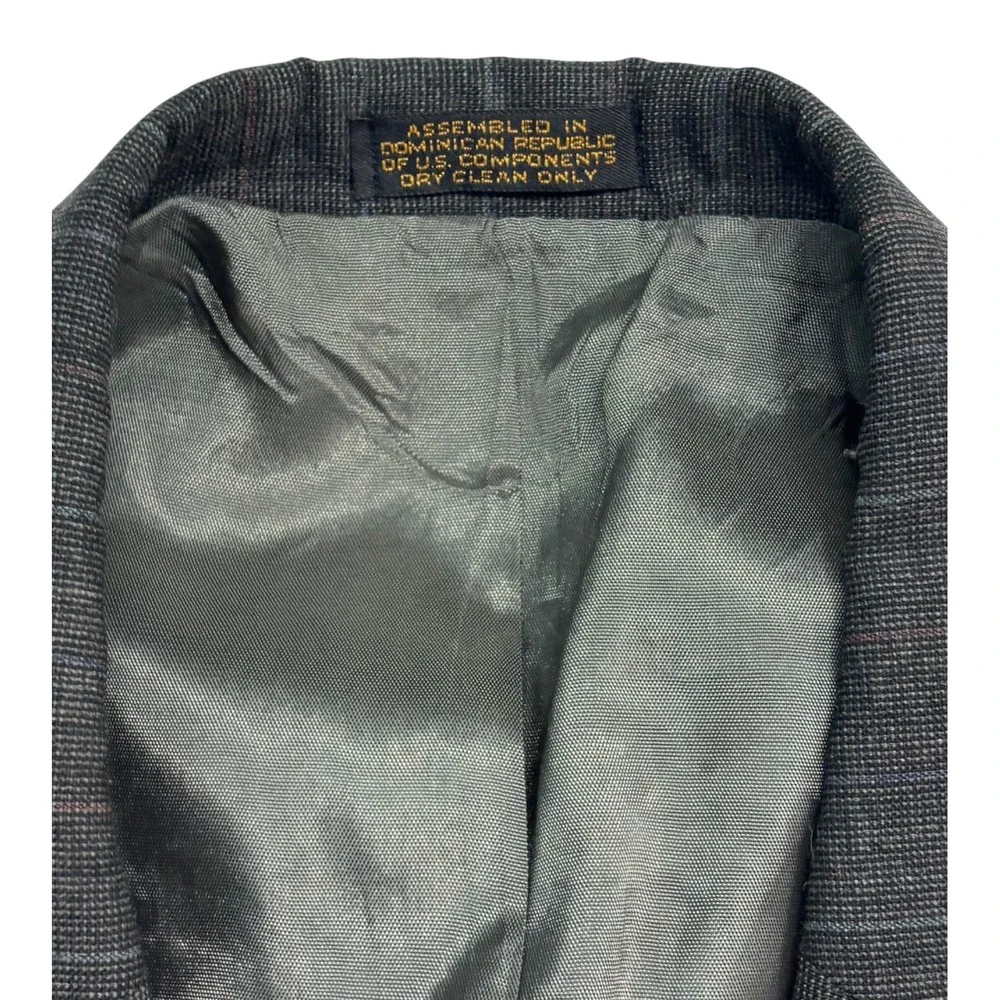 vtg 90s Charcoal Stripe 40R 34x30 2pc Pant Suit Pleated High Waisted Wool Mens